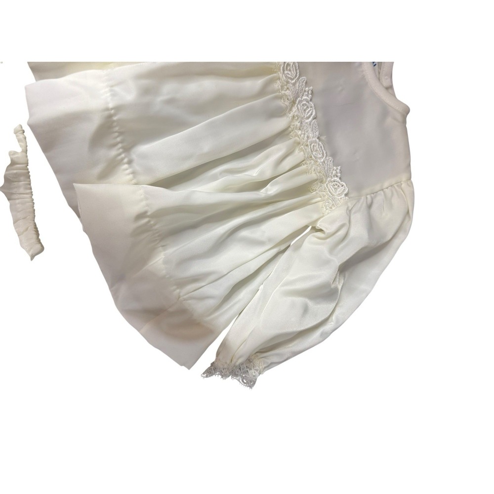 Vintage Baby Bliss Brand Clothing Satin White Baby Dress & Diaper Cover 0-3 mont - Picture 2 of 4